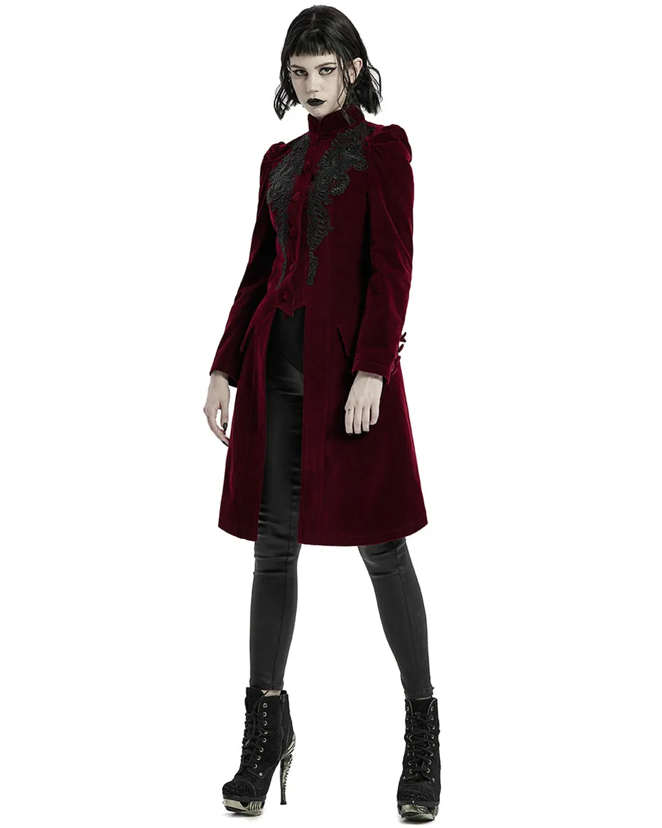 Punk Rave Womens Vespertine Mid-Length Coat - Red