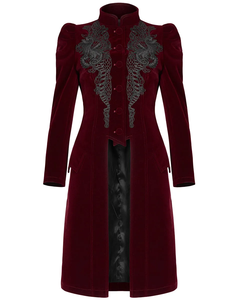 Punk Rave Womens Vespertine Mid-Length Coat - Red