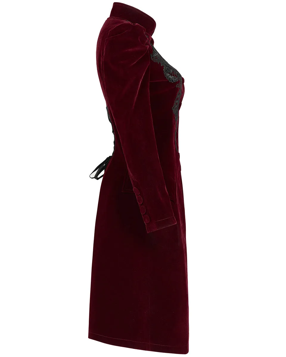 Punk Rave Womens Vespertine Mid-Length Coat - Red
