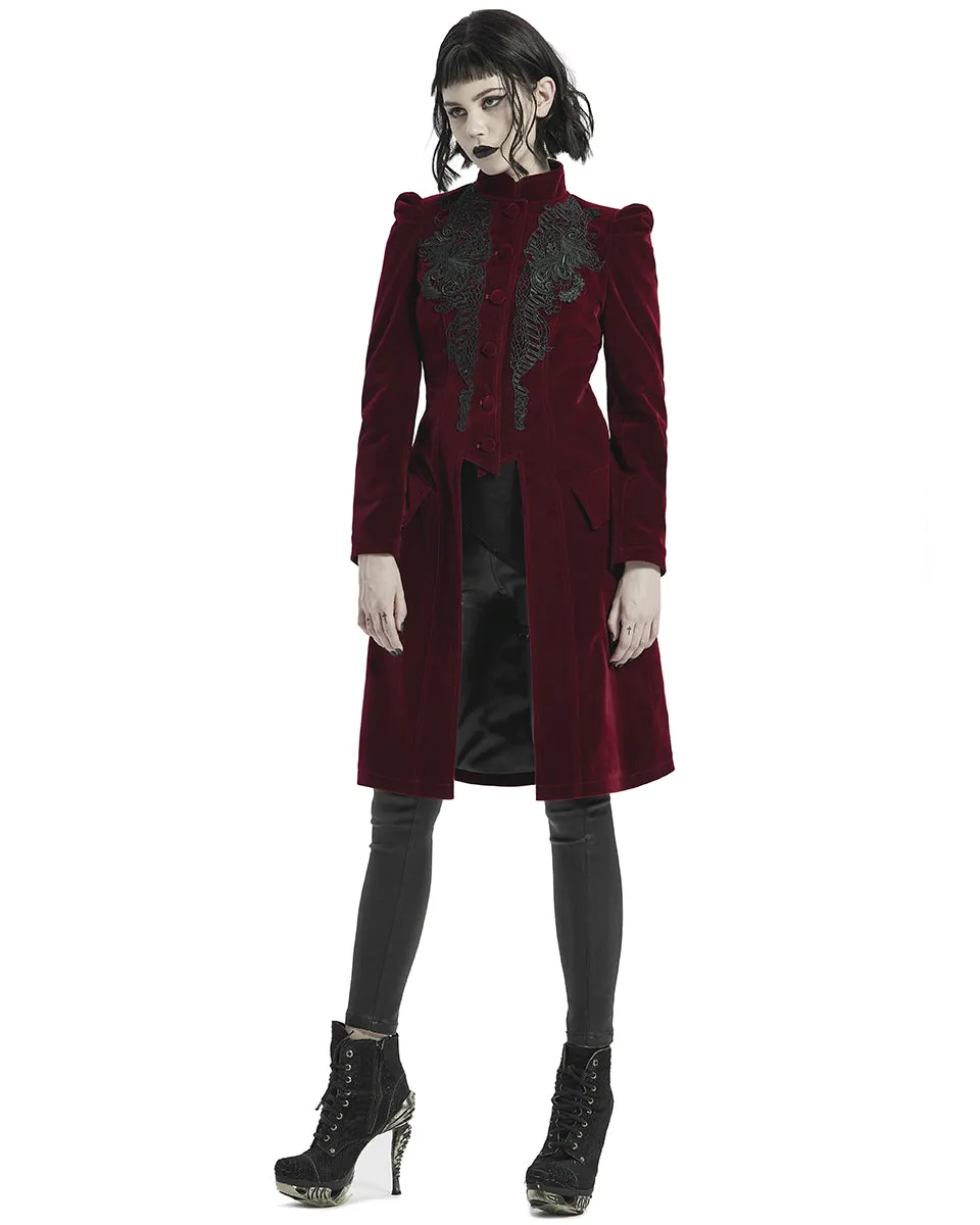 Punk Rave Womens Vespertine Mid-Length Coat - Red