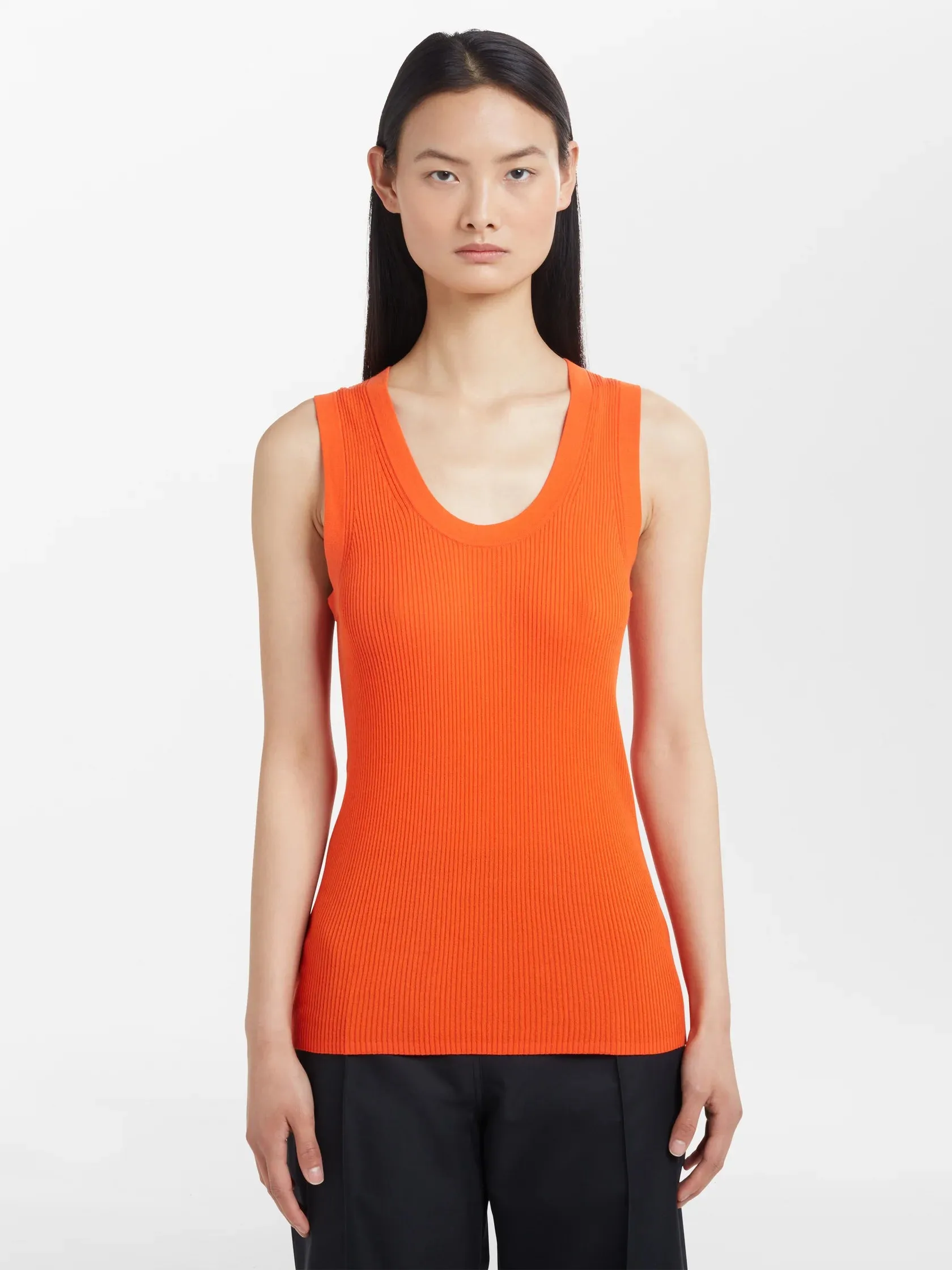 Rakko Fine Crepe Cotton Knit Tank - Mandarin