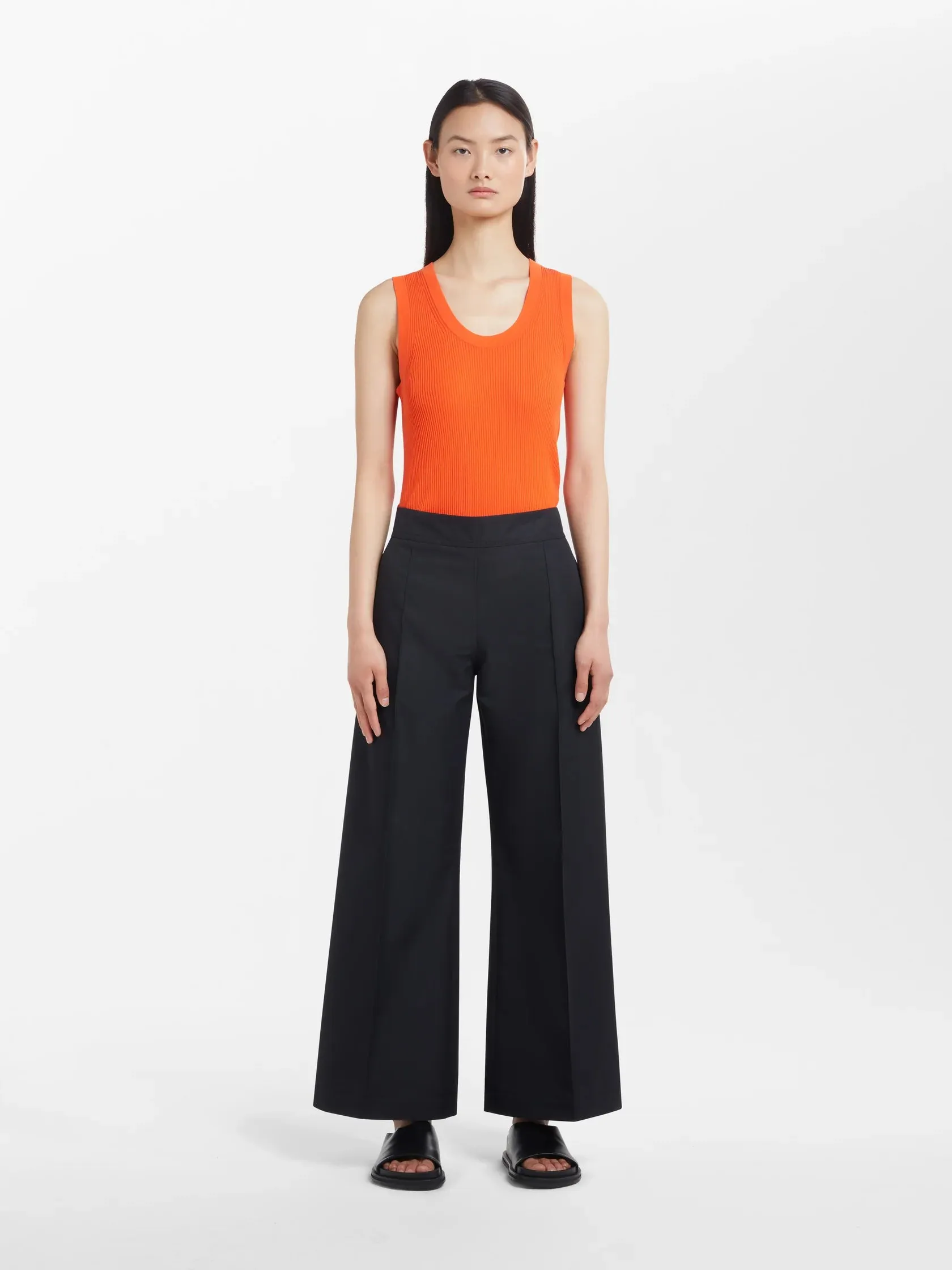 Rakko Fine Crepe Cotton Knit Tank - Mandarin