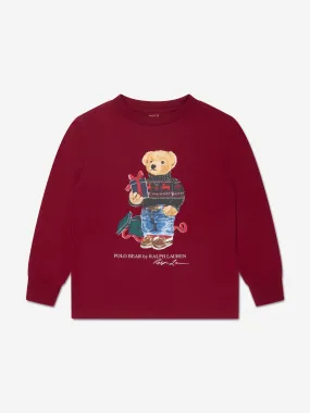 Ralph Lauren Boys Long Sleeve Bear T-Shirt in Red