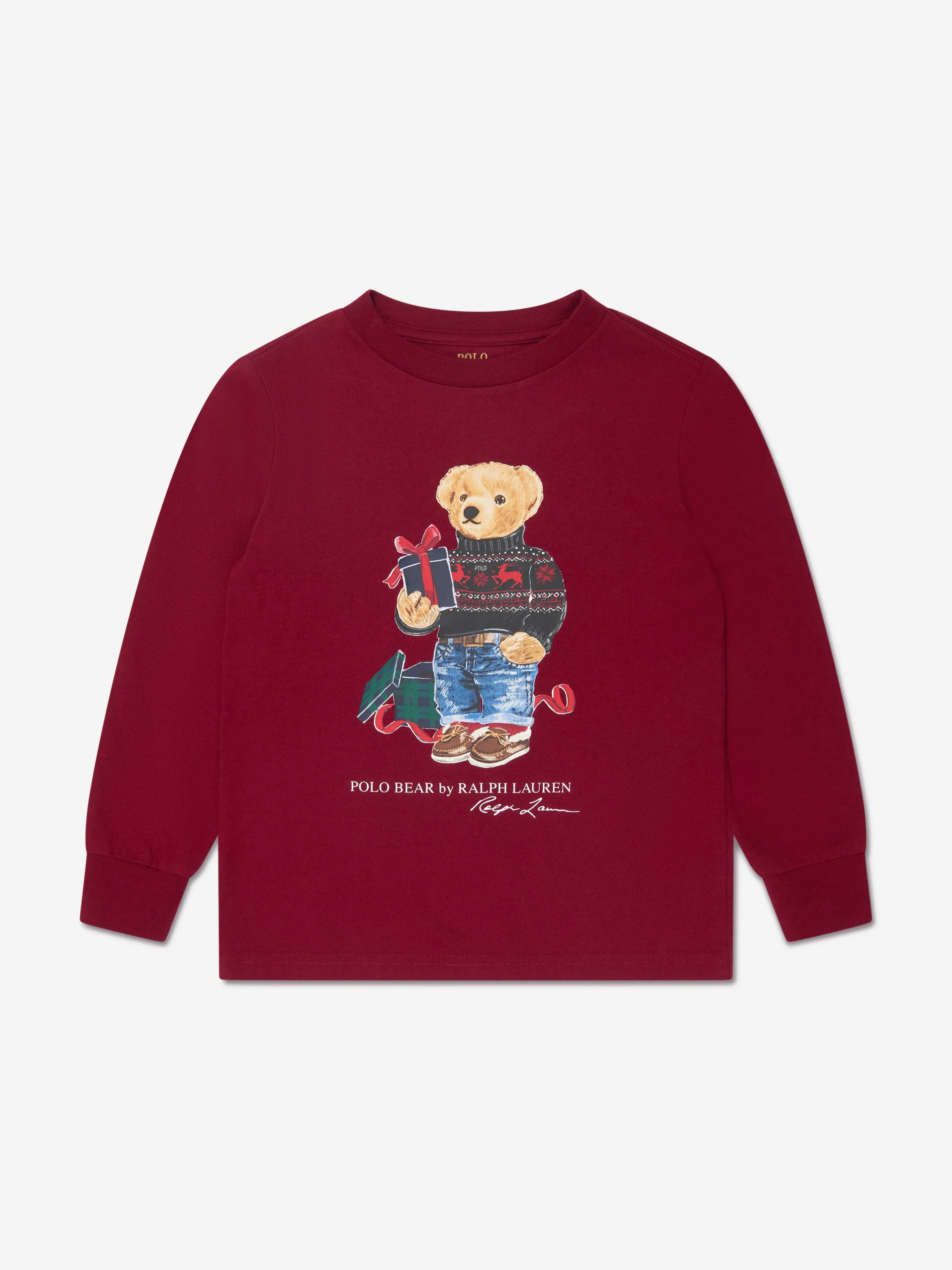 Ralph Lauren Boys Long Sleeve Bear T-Shirt in Red