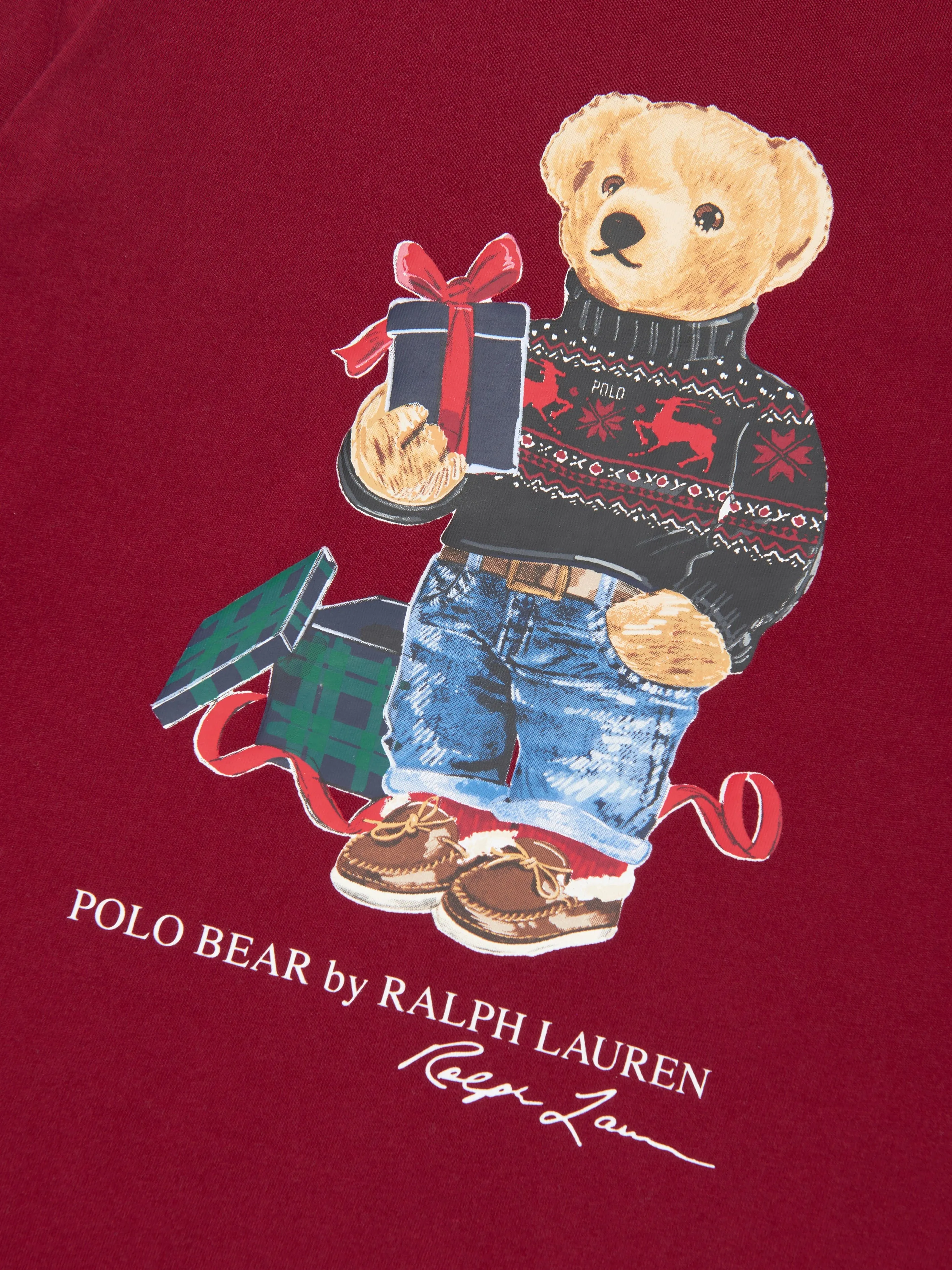 Ralph Lauren Boys Long Sleeve Bear T-Shirt in Red