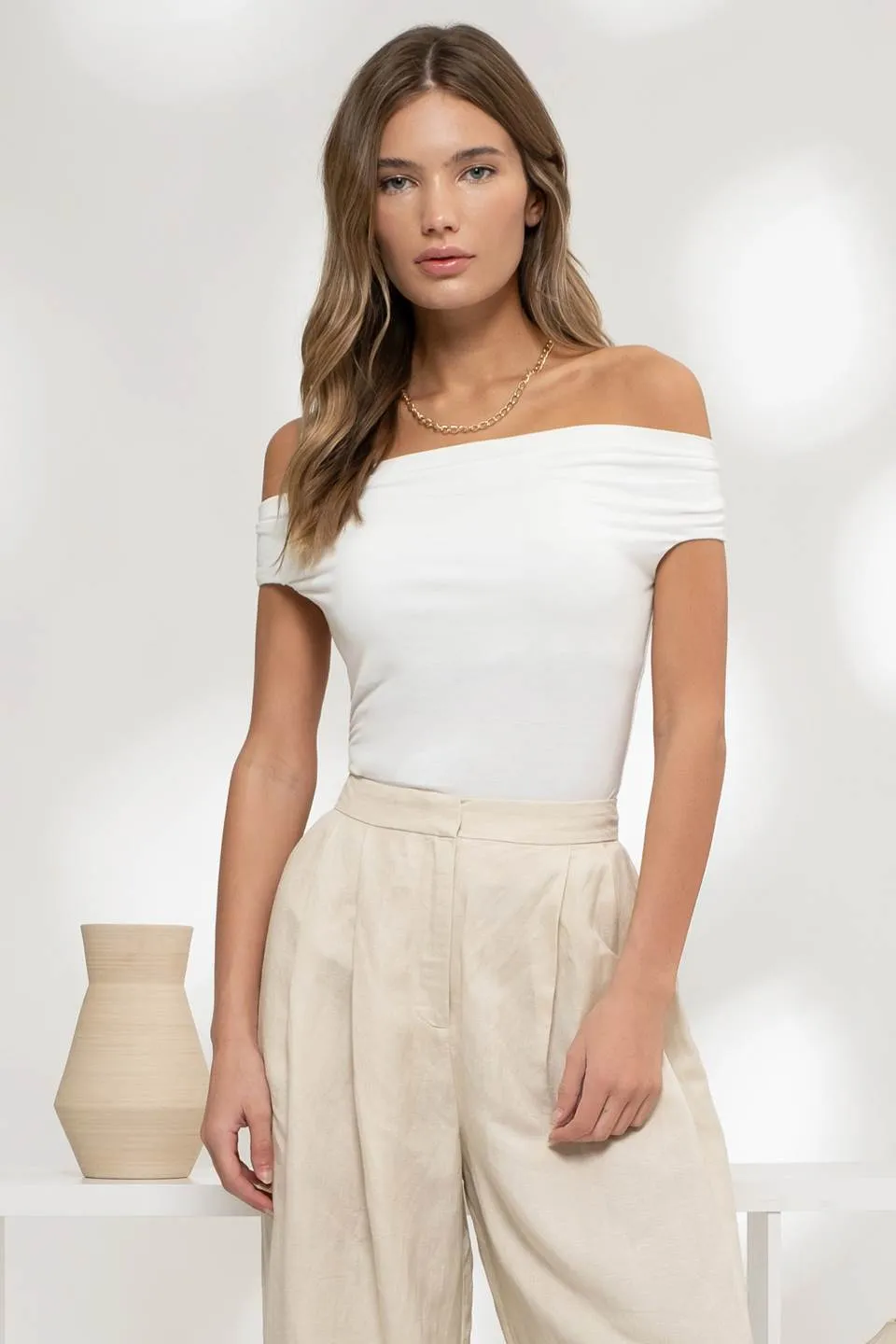 REVERSIBLE OFF THE SHOULDER KNIT TOP
