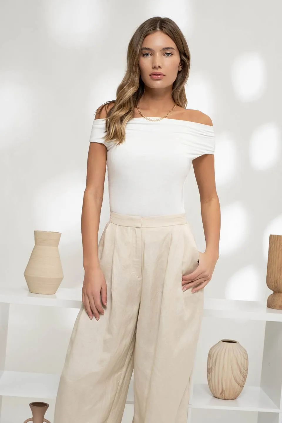REVERSIBLE OFF THE SHOULDER KNIT TOP