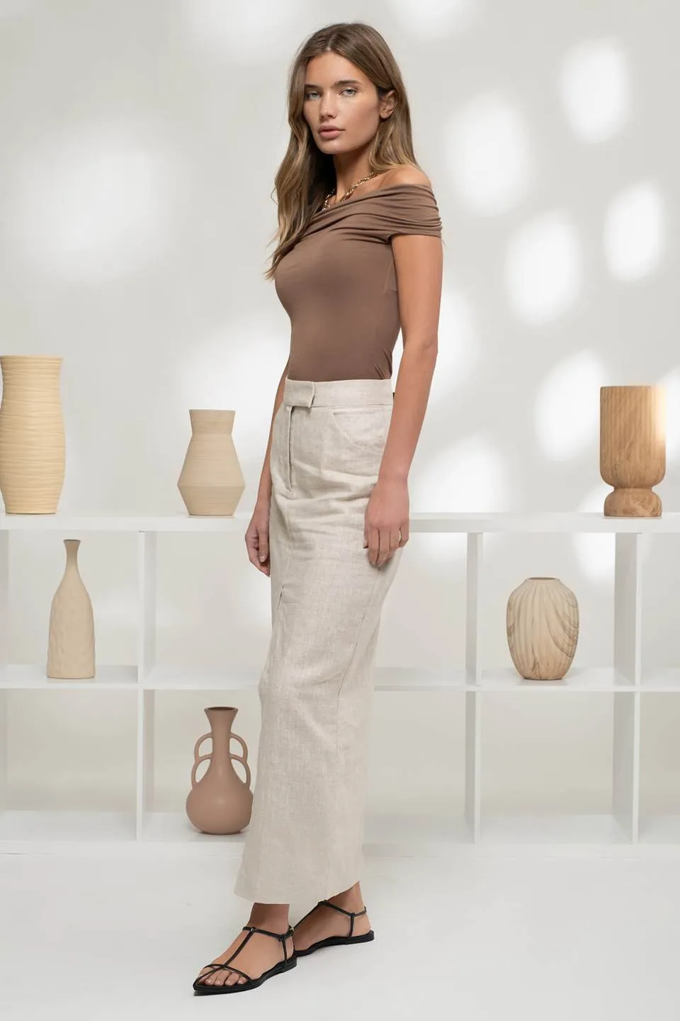 REVERSIBLE OFF THE SHOULDER KNIT TOP