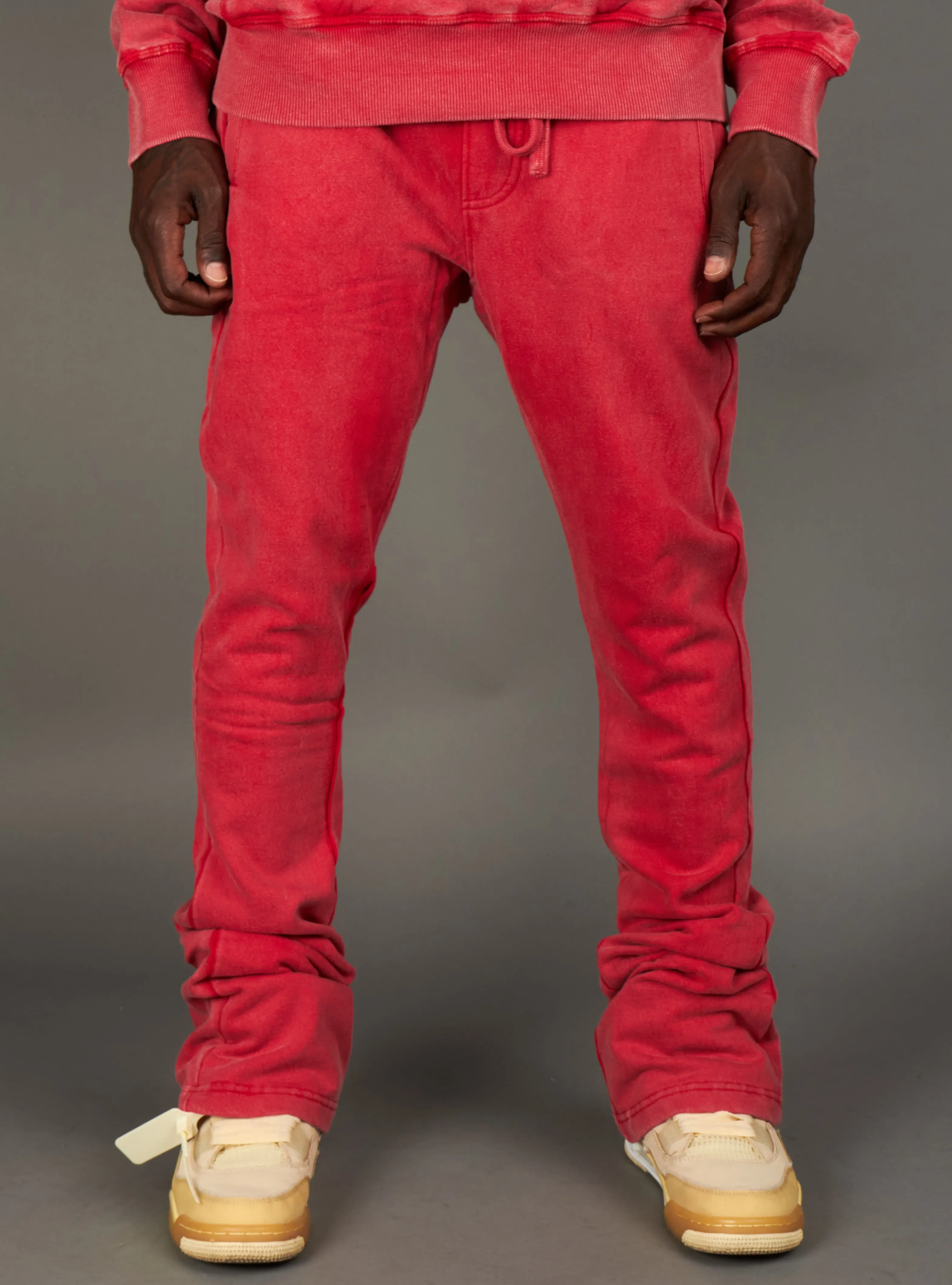 Ringspun Sweatpants - Acid Wash - Red - 341-401