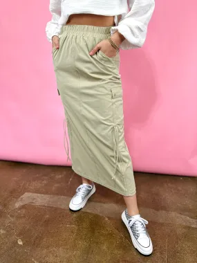 SAND DRAWSTRING CARGO SKIRT