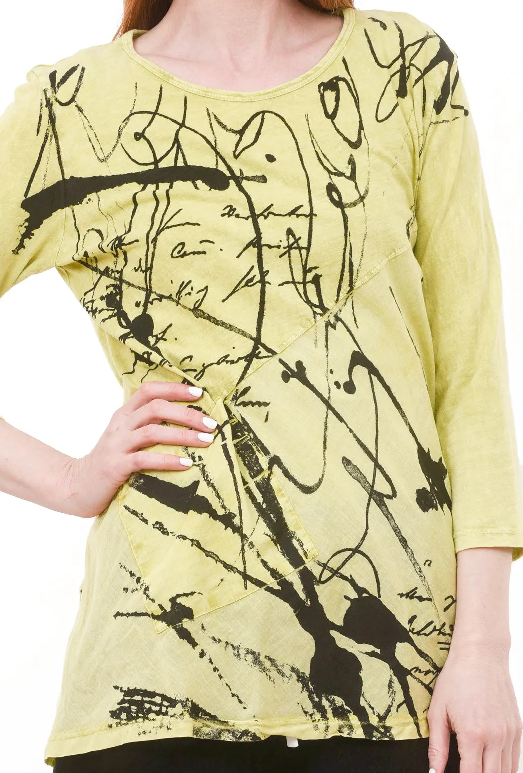 Scrolls Slub Top, Citrus