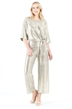 Shimmer Foil Lamé - Side Tie Top - Champagne
