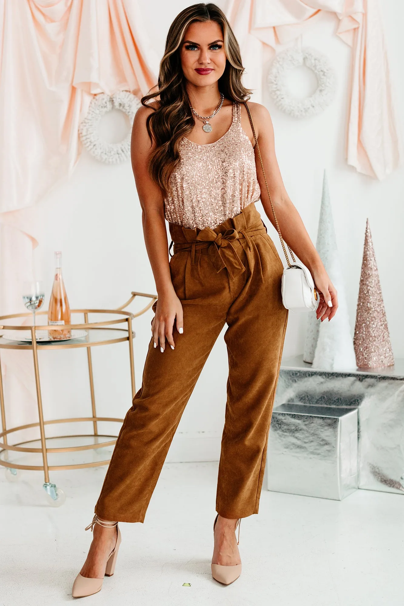 Shine Bright Sequin Tank Top (Rose Gold)