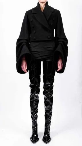 Short Wool Coat with Sleeve Detail