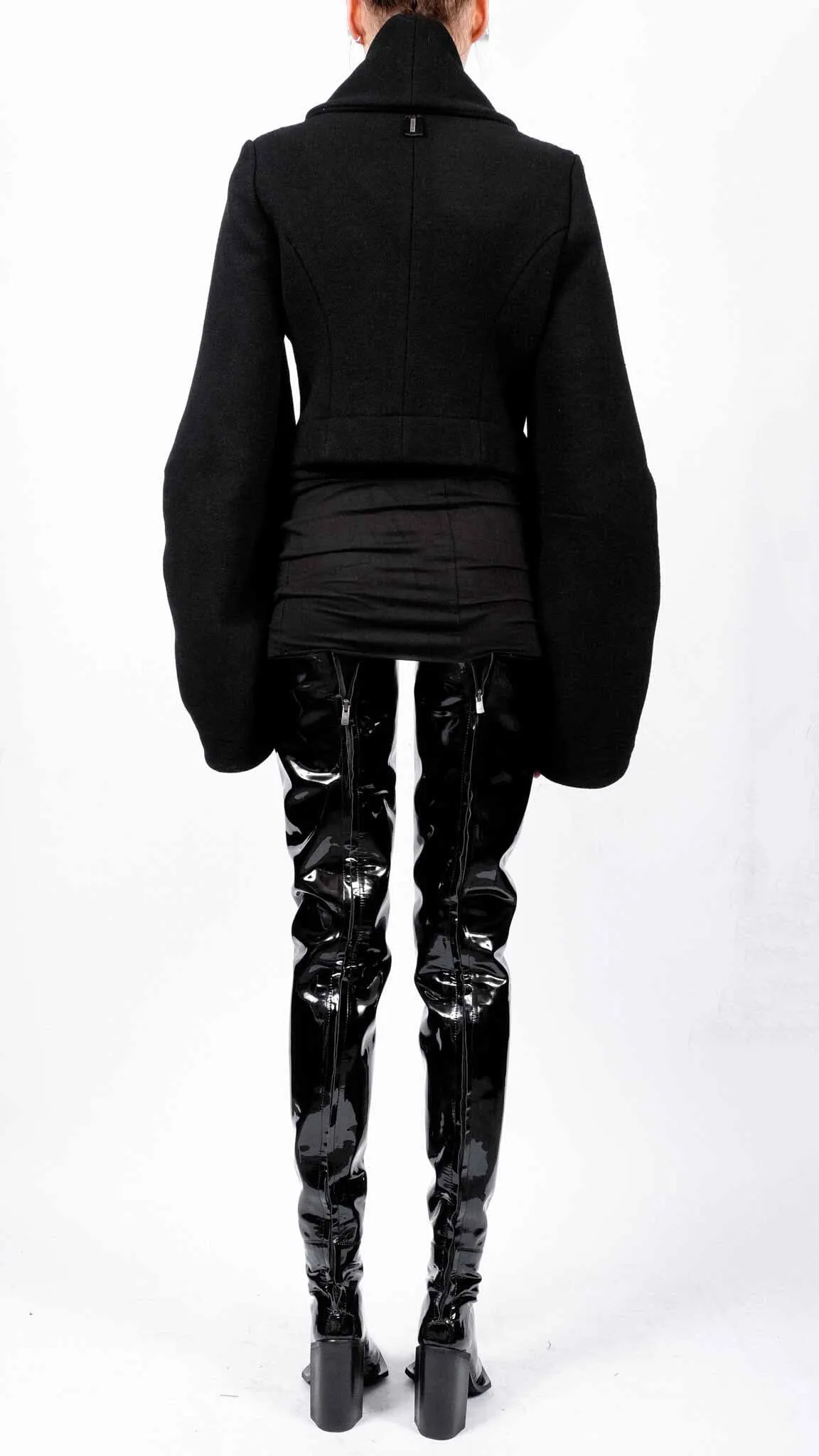 Short Wool Coat with Sleeve Detail