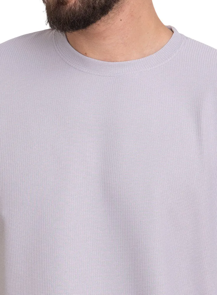 Silver Waffle Over Size Round T-Shirt