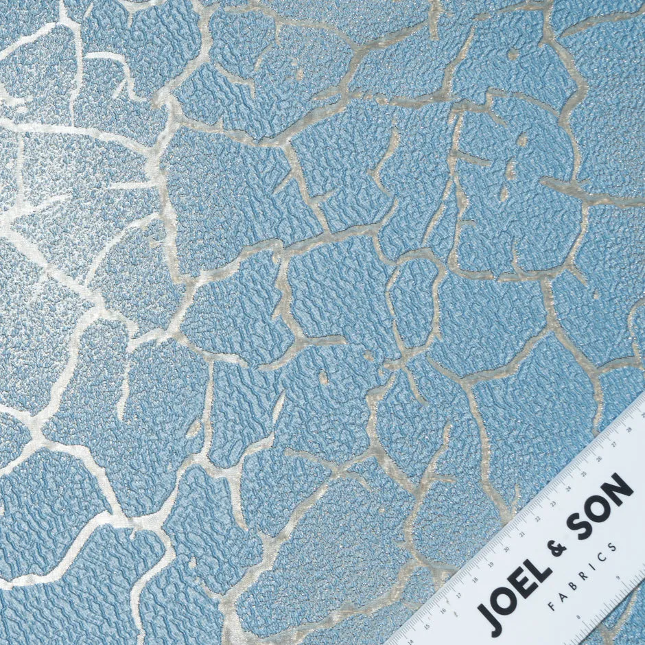 Sky Blue & Champagne Metallic Cloqué
