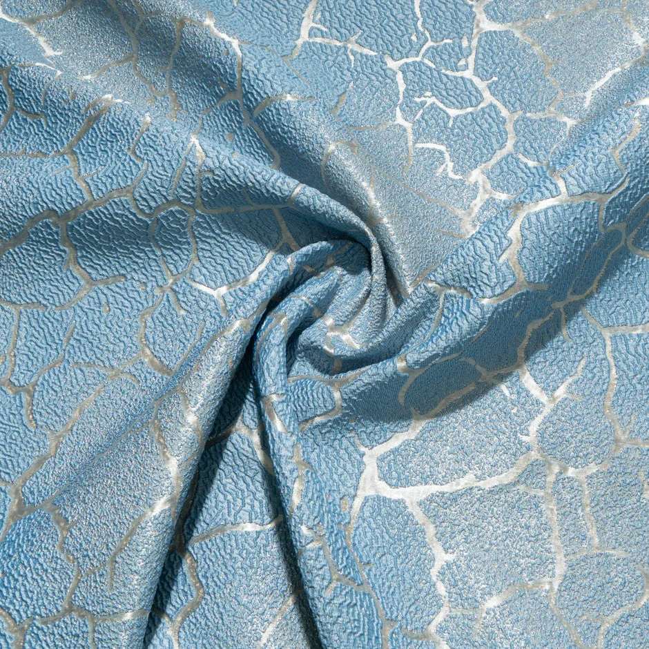 Sky Blue & Champagne Metallic Cloqué