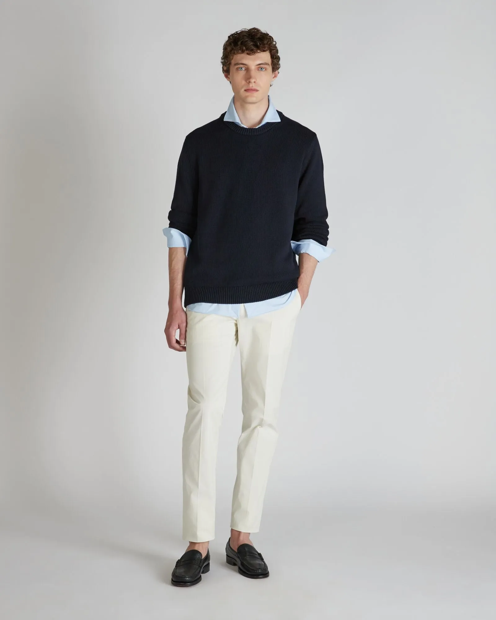 Slim-fit cotton crewneck jumper