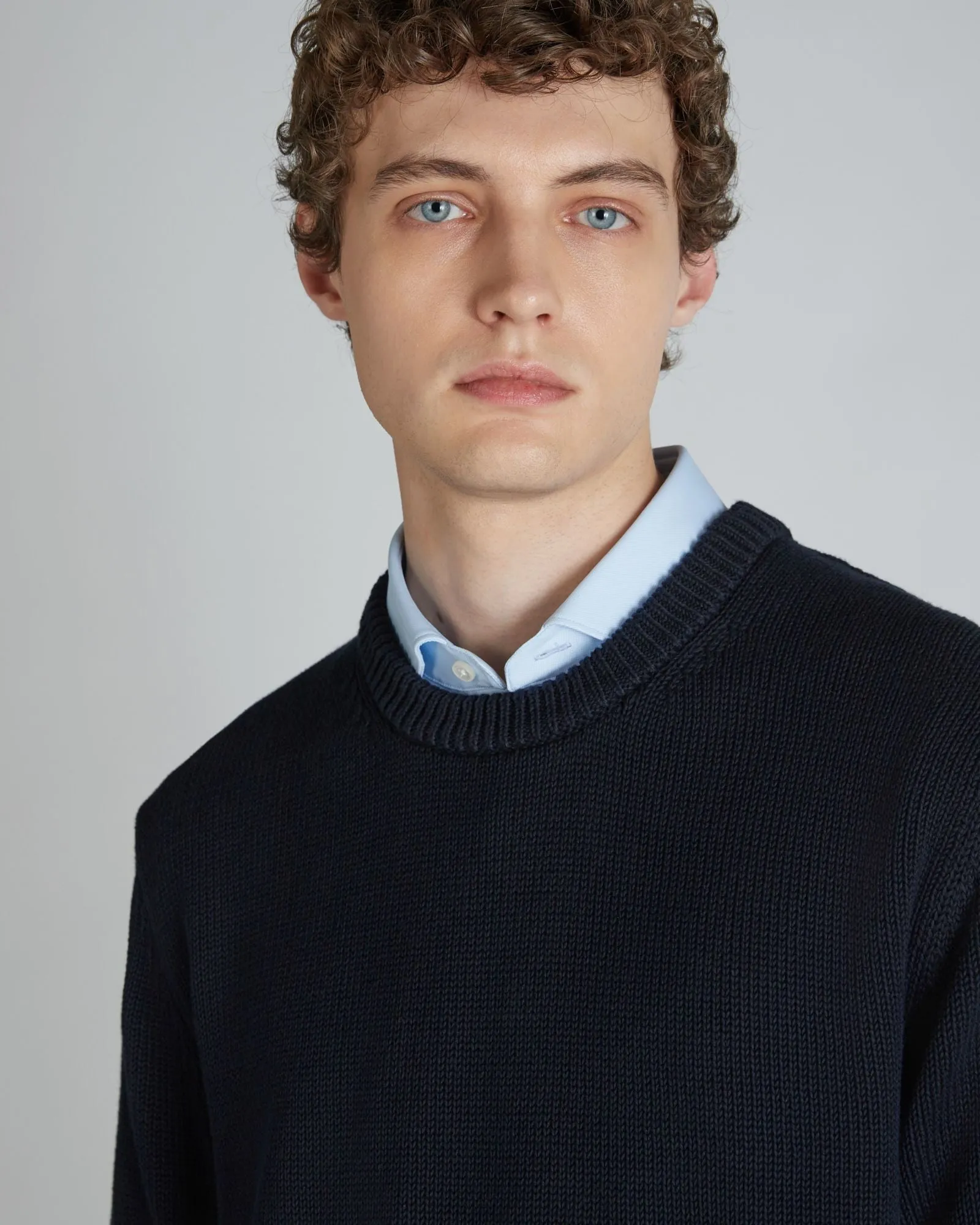 Slim-fit cotton crewneck jumper