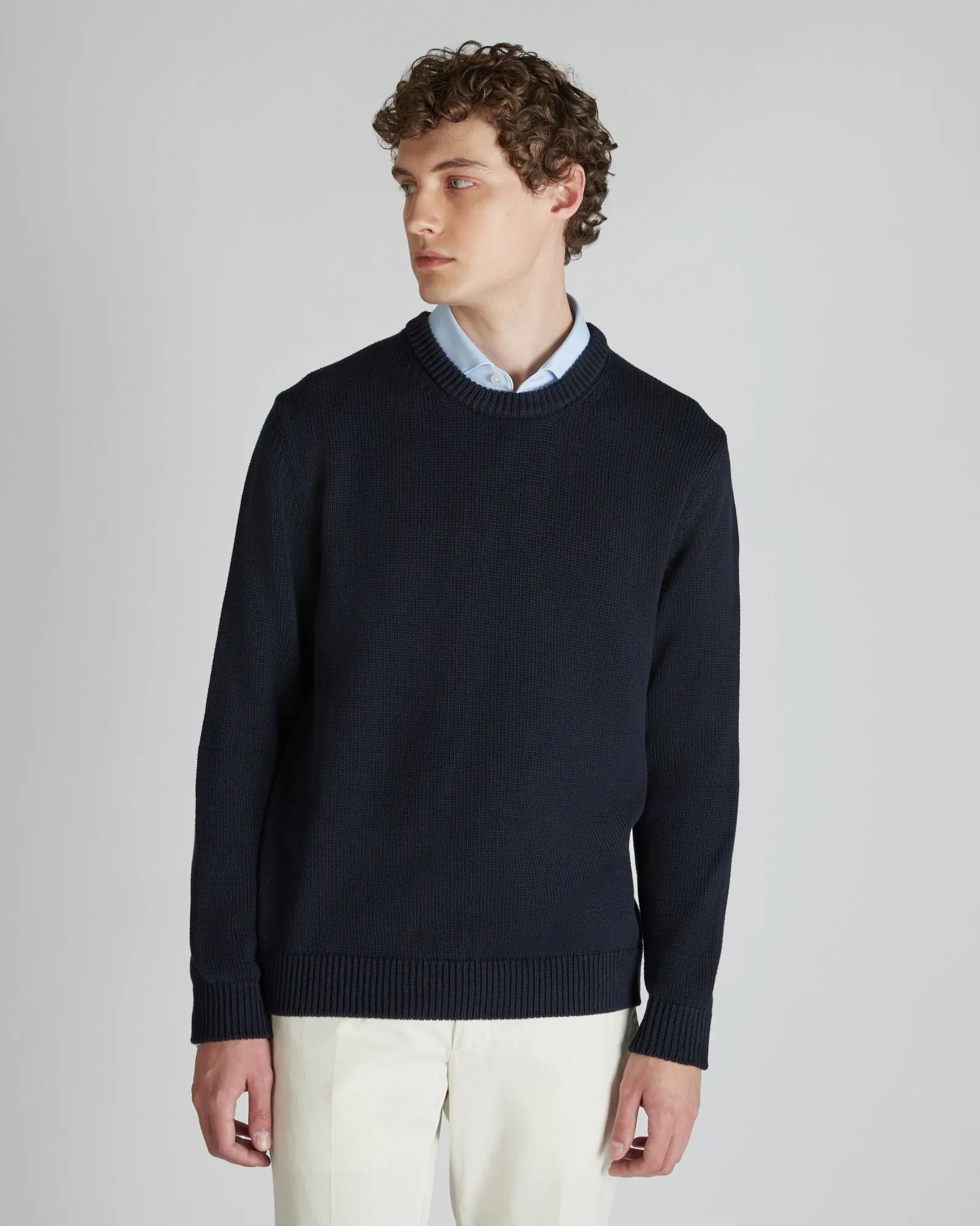 Slim-fit cotton crewneck jumper