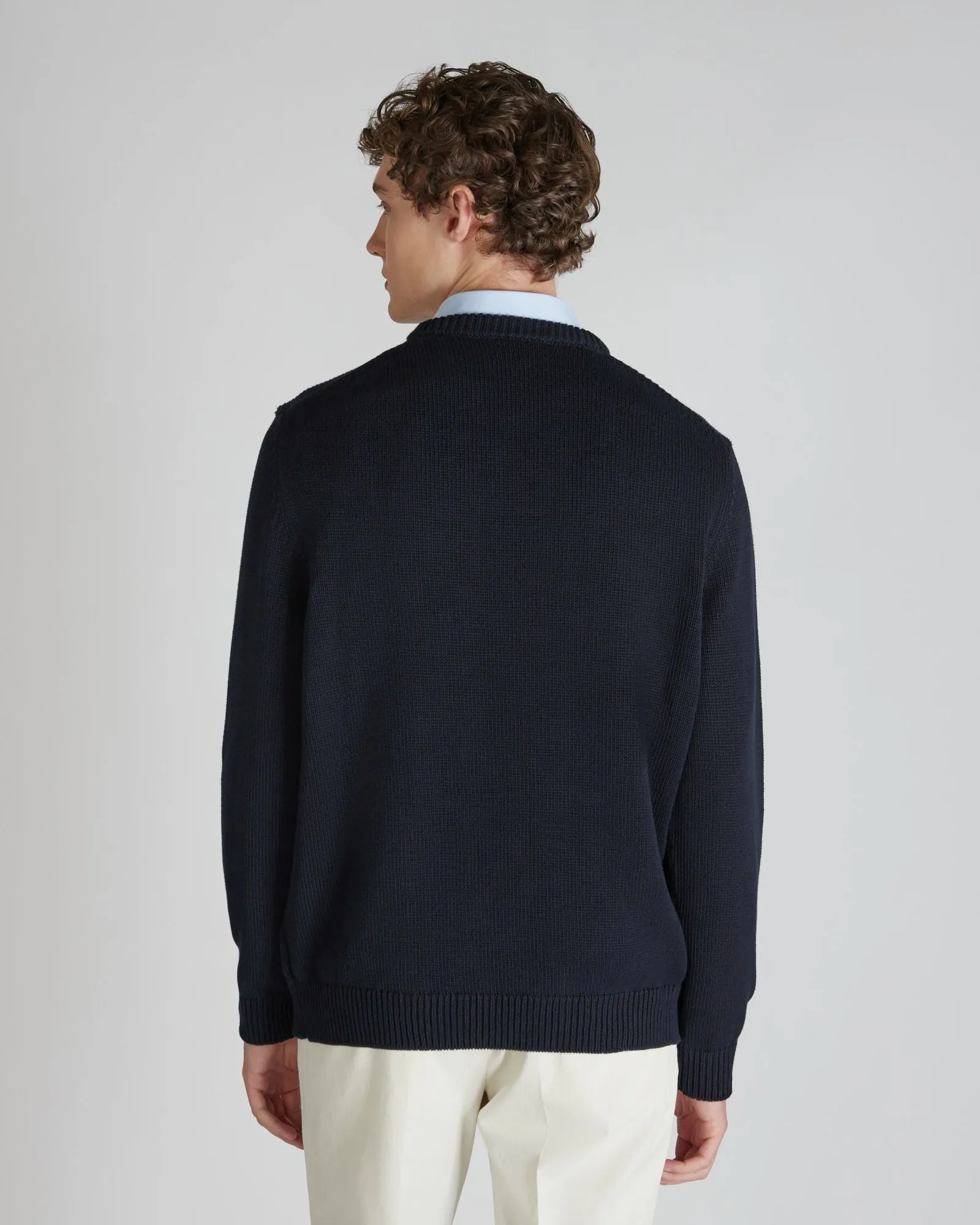 Slim-fit cotton crewneck jumper