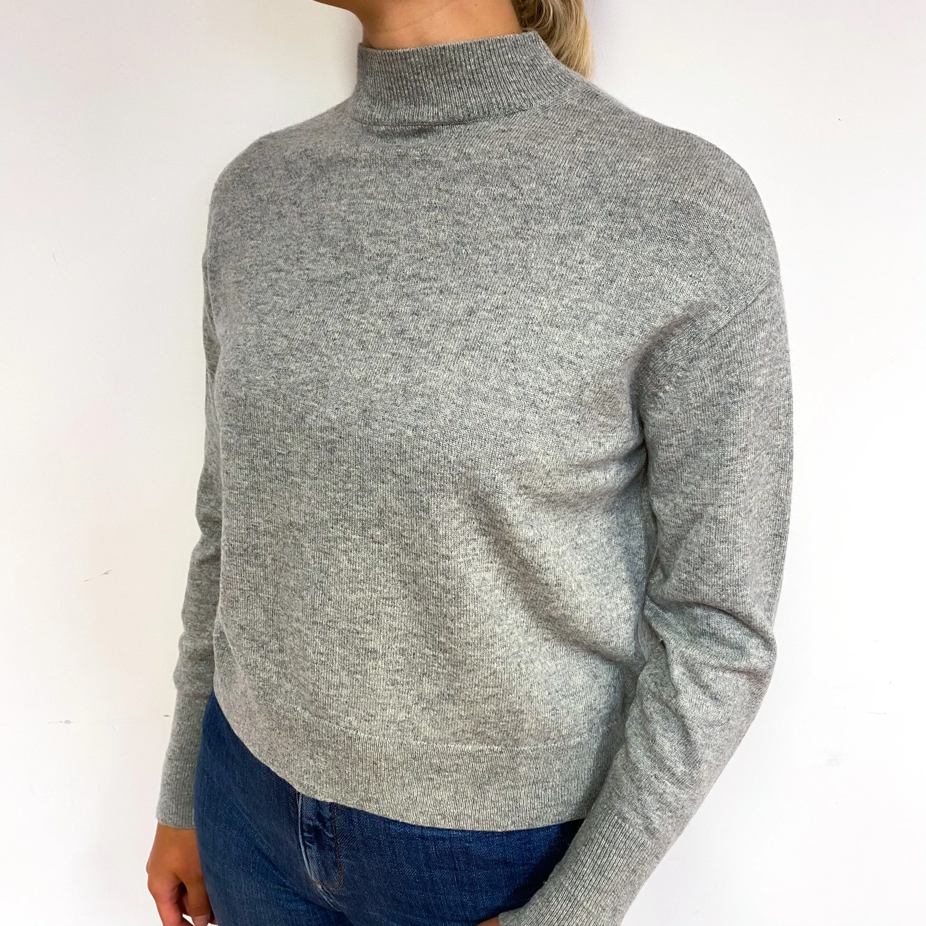 Smoke Grey Cashmere Turtle Neck Jumper Small