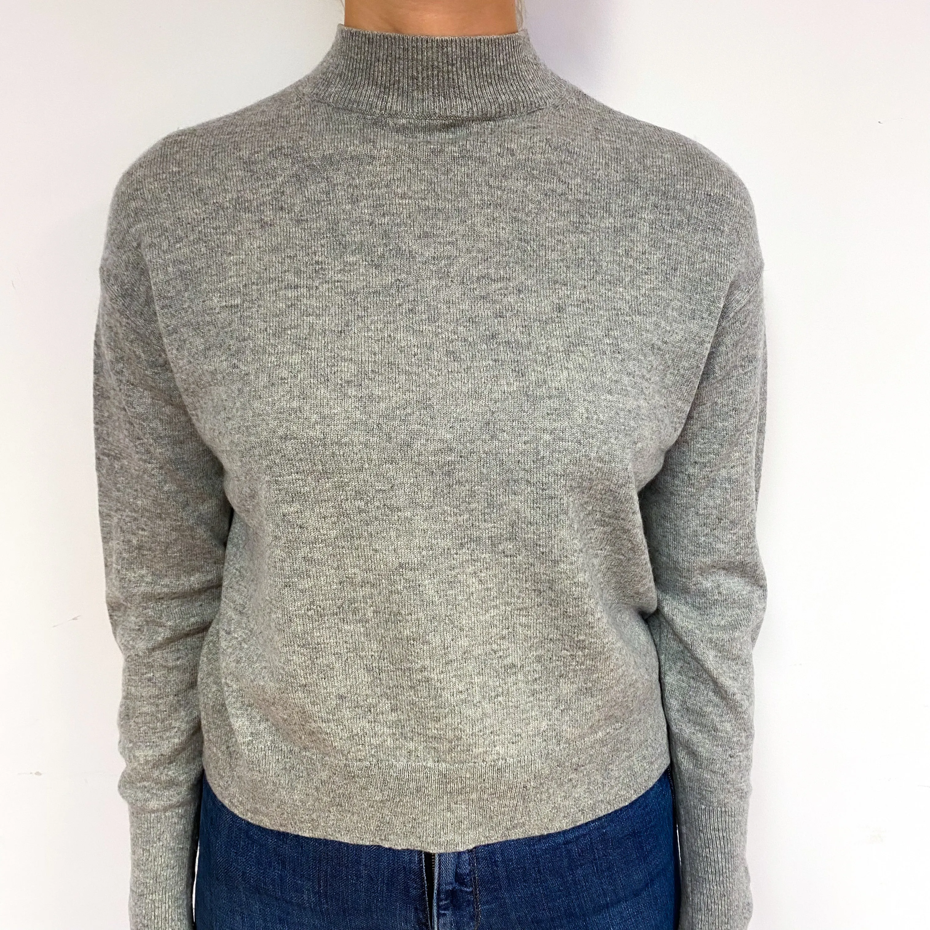 Smoke Grey Cashmere Turtle Neck Jumper Small