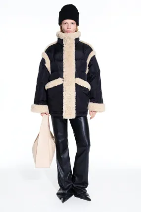 Stand Studio Dorothy Puffer Coat - Black/Natural White