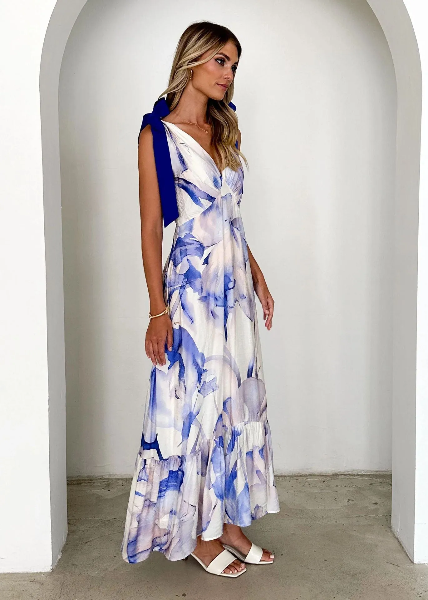 Summer V Neck Sleeveless Printed Dress