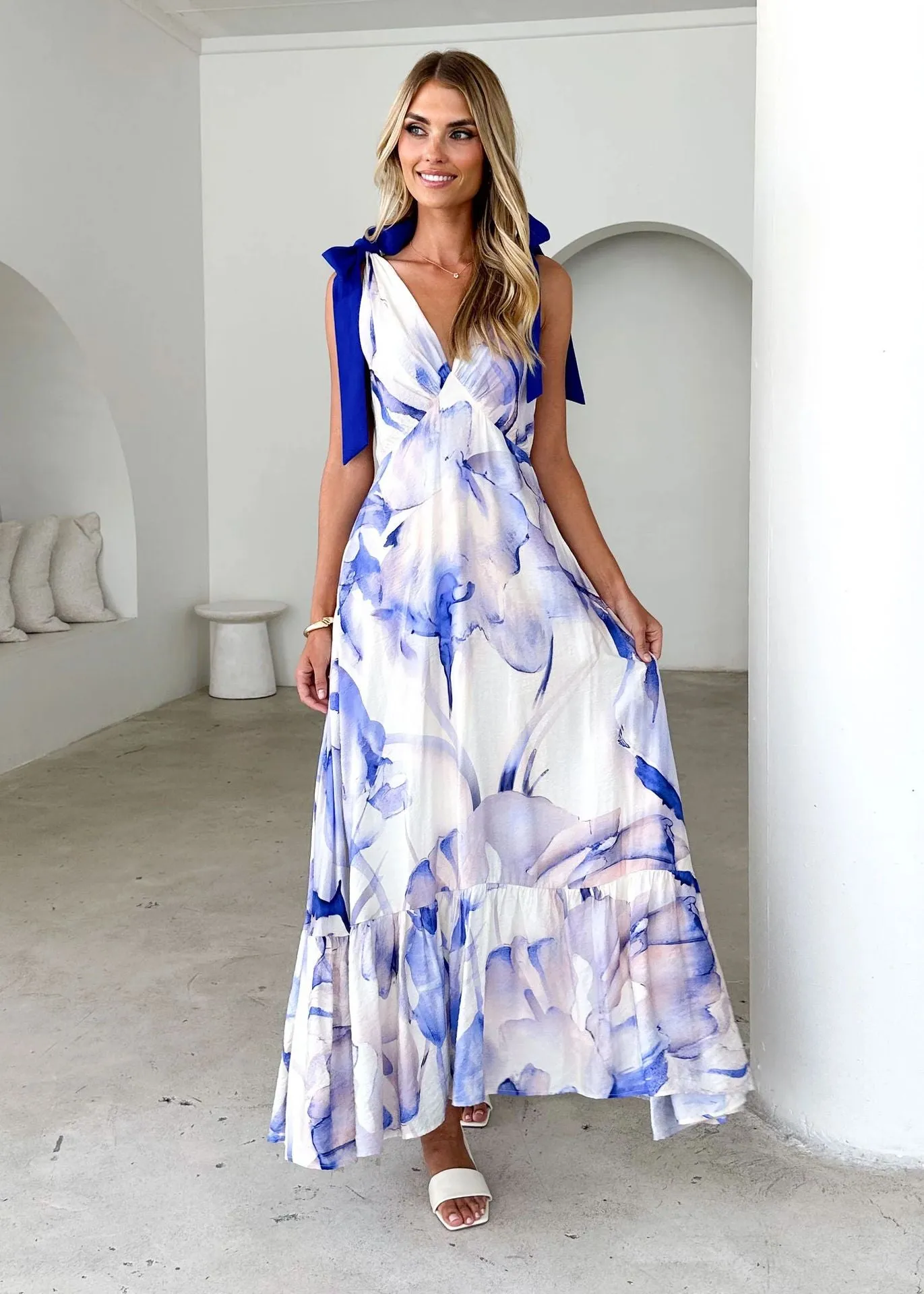 Summer V Neck Sleeveless Printed Dress
