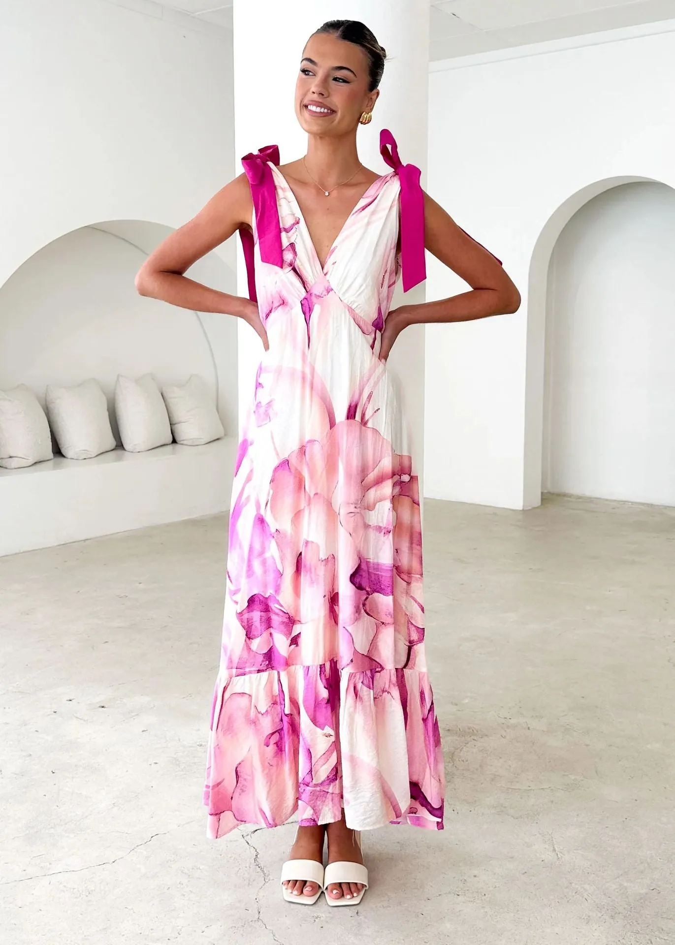 Summer V Neck Sleeveless Printed Dress