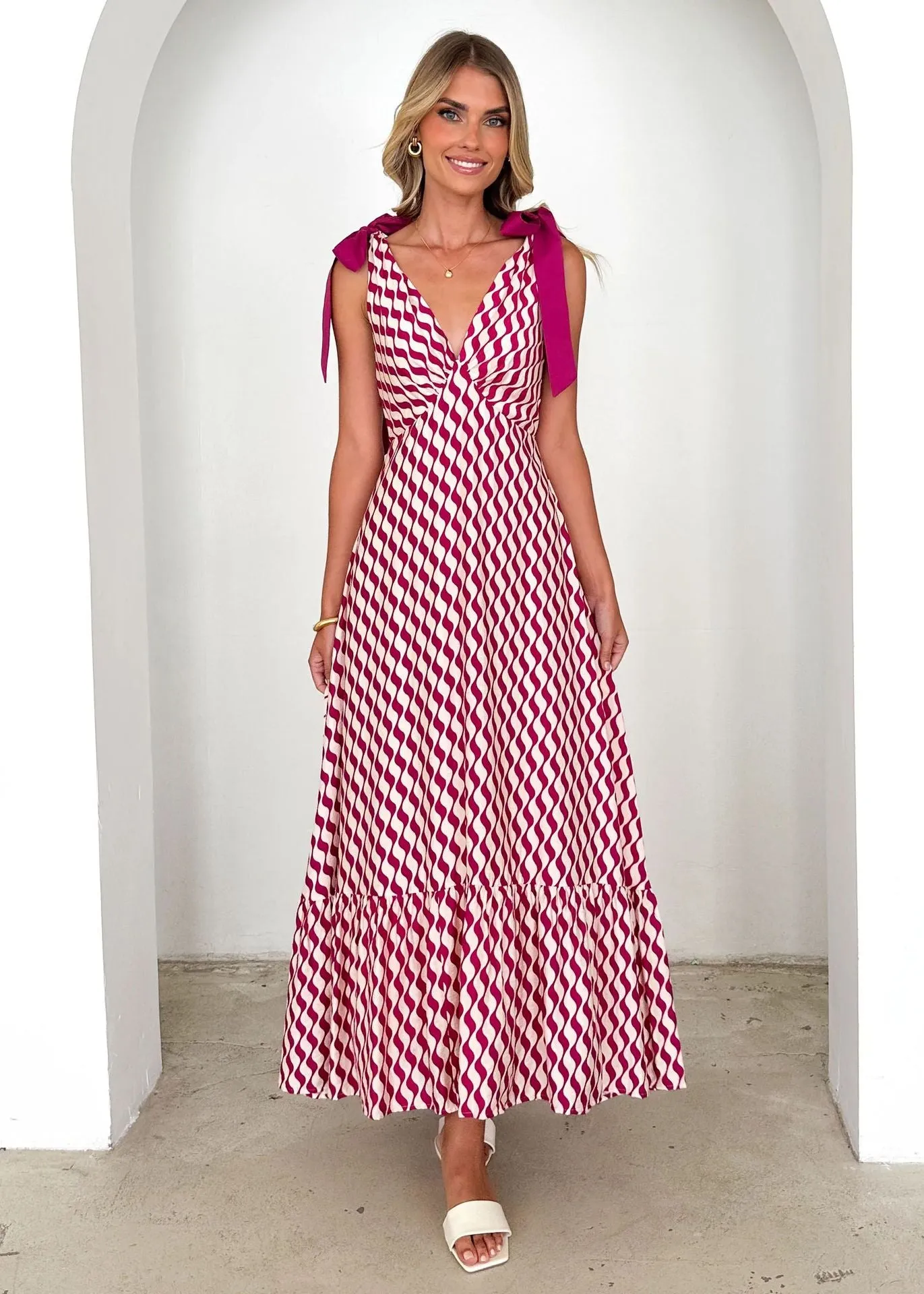 Summer V Neck Sleeveless Printed Dress