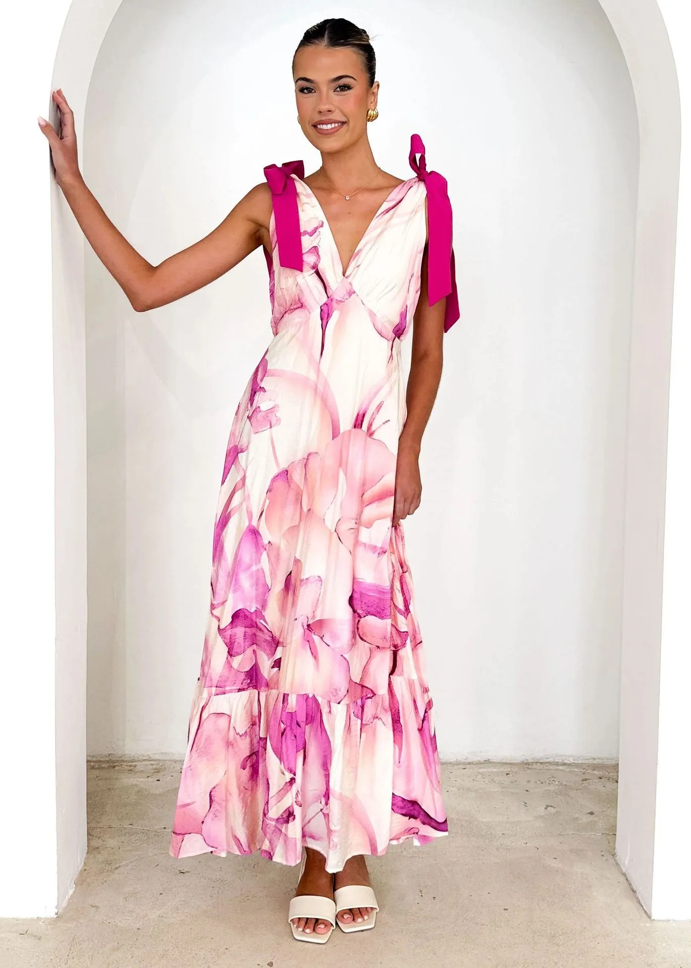 Summer V Neck Sleeveless Printed Dress