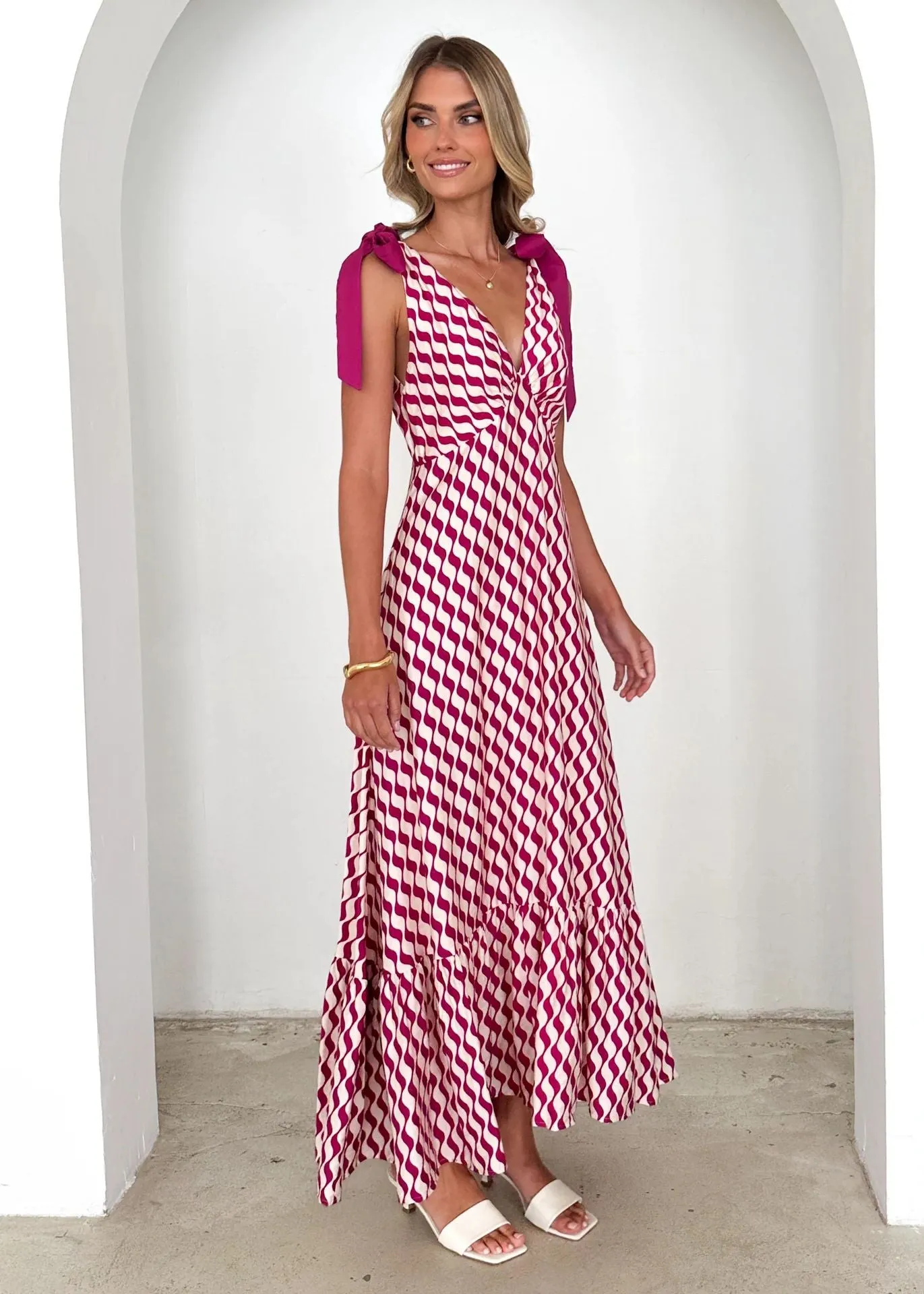 Summer V Neck Sleeveless Printed Dress