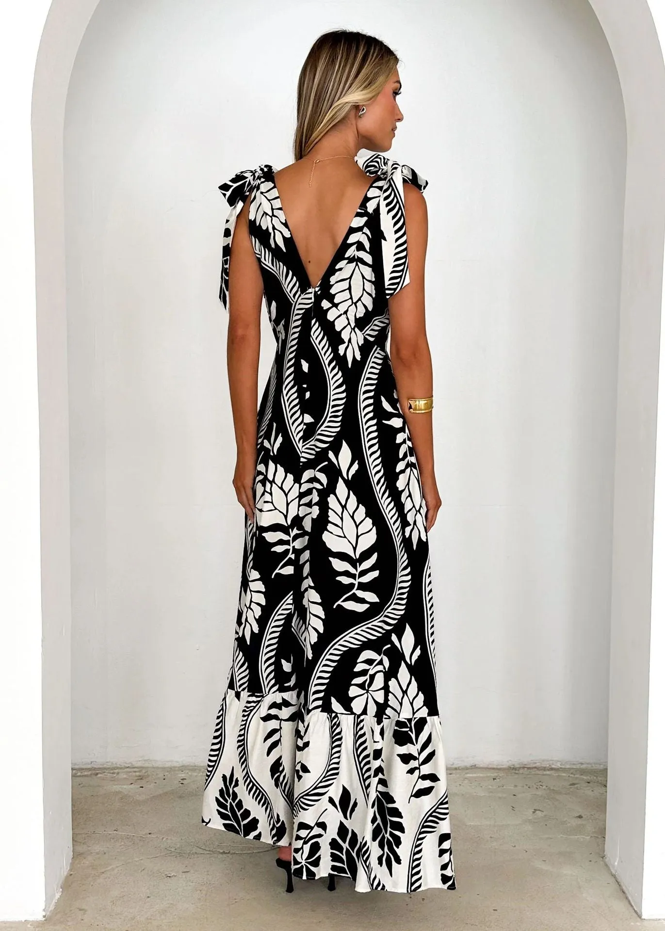 Summer V Neck Sleeveless Printed Dress