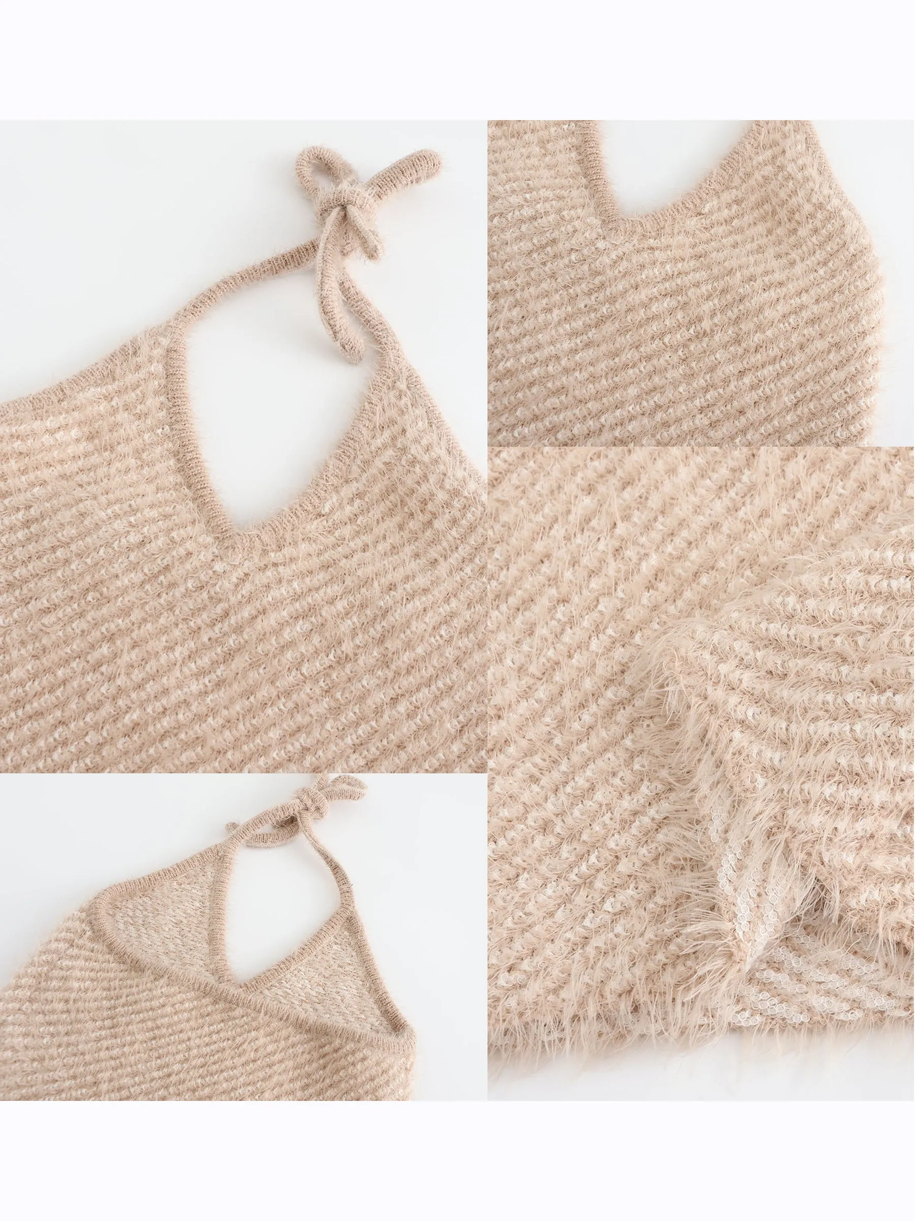 Thin Knit Cropped Halter Top
