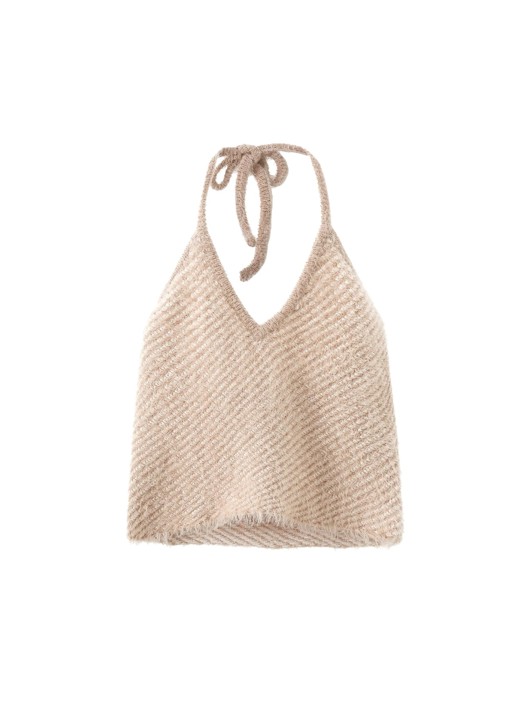 Thin Knit Cropped Halter Top