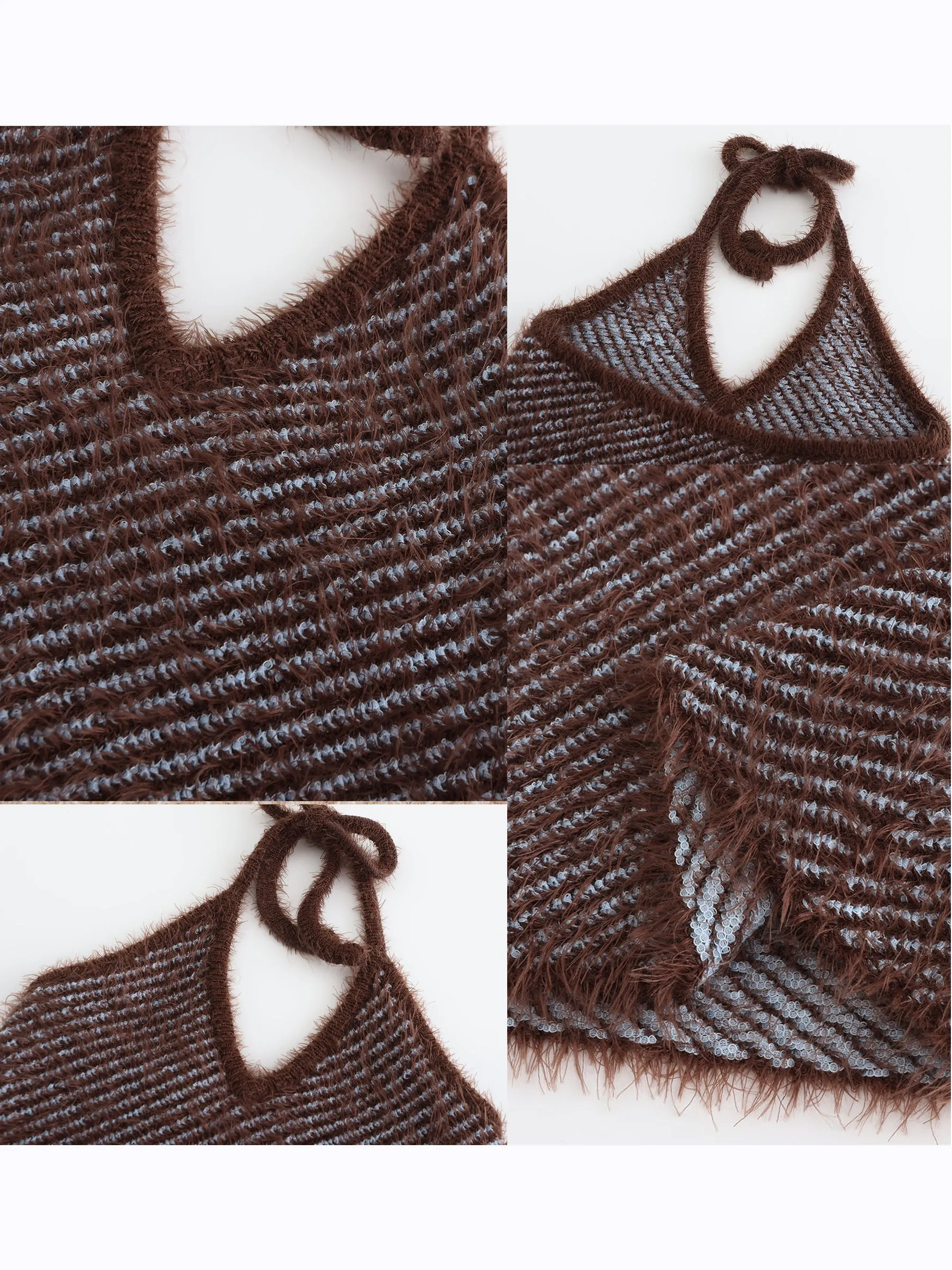 Thin Knit Cropped Halter Top