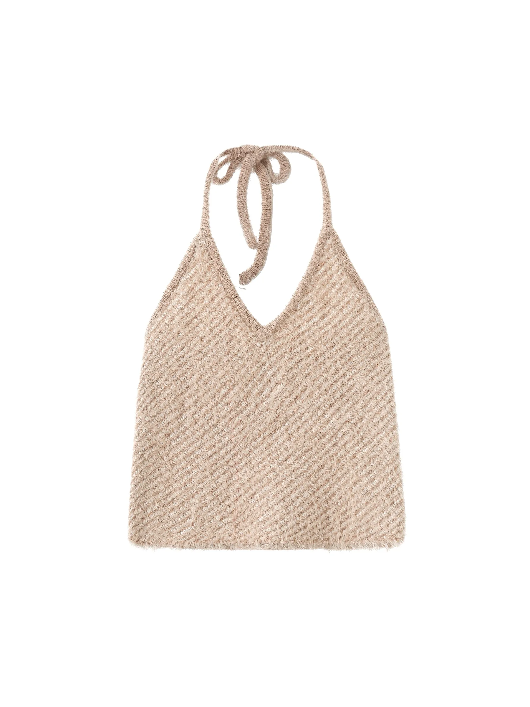 Thin Knit Cropped Halter Top