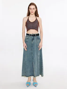 Thin Knit Cropped Halter Top