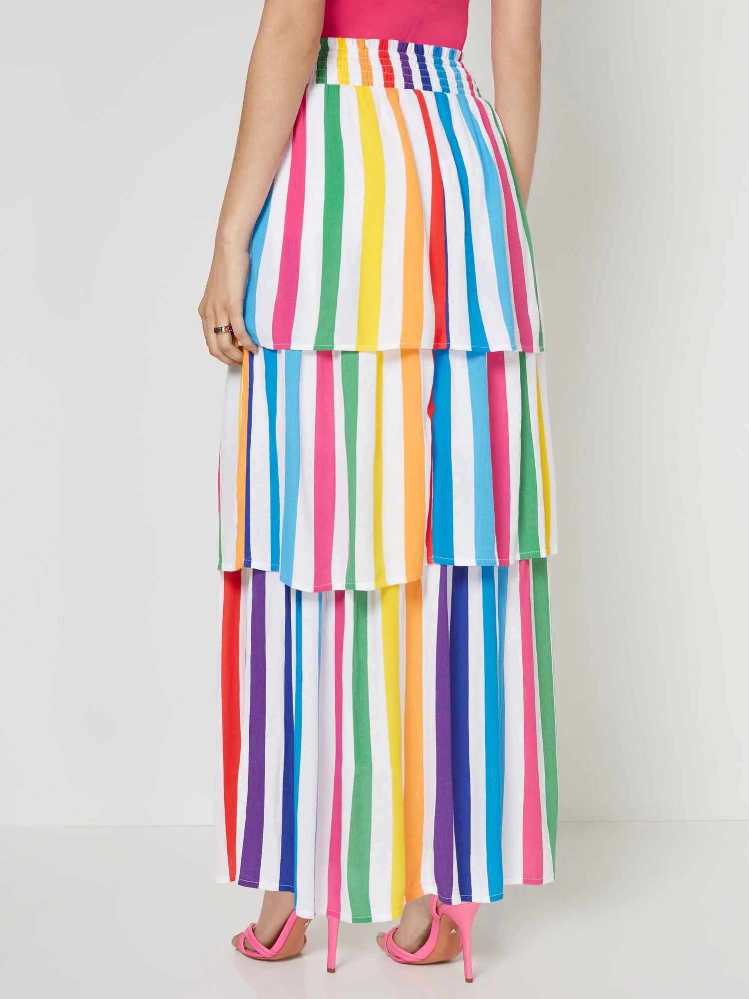Tiered Stripe Maxi Skirt