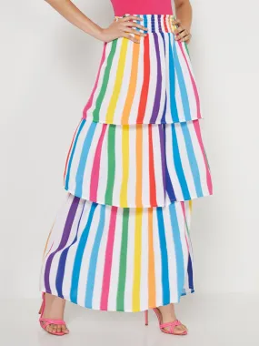 Tiered Stripe Maxi Skirt
