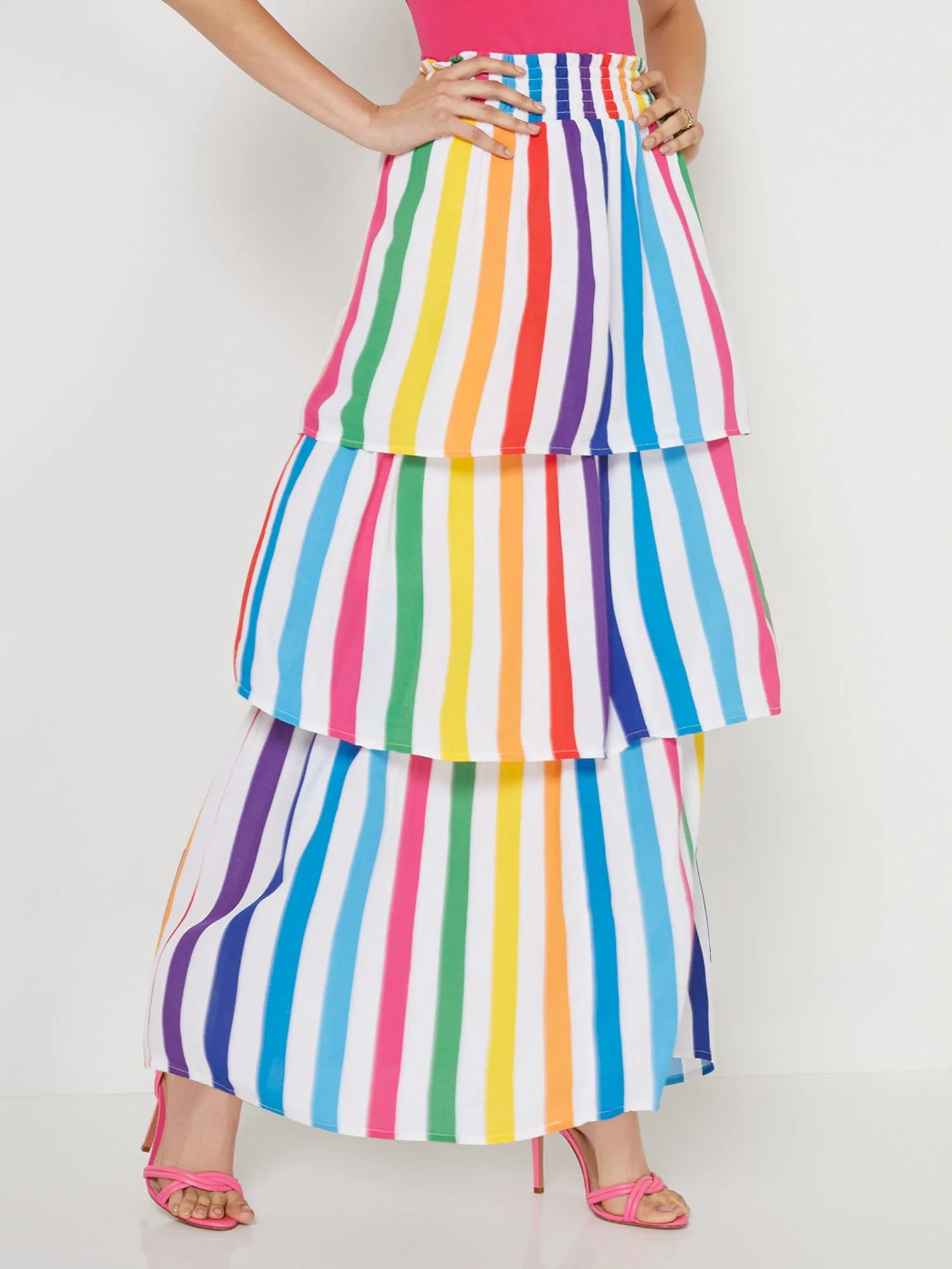 Tiered Stripe Maxi Skirt