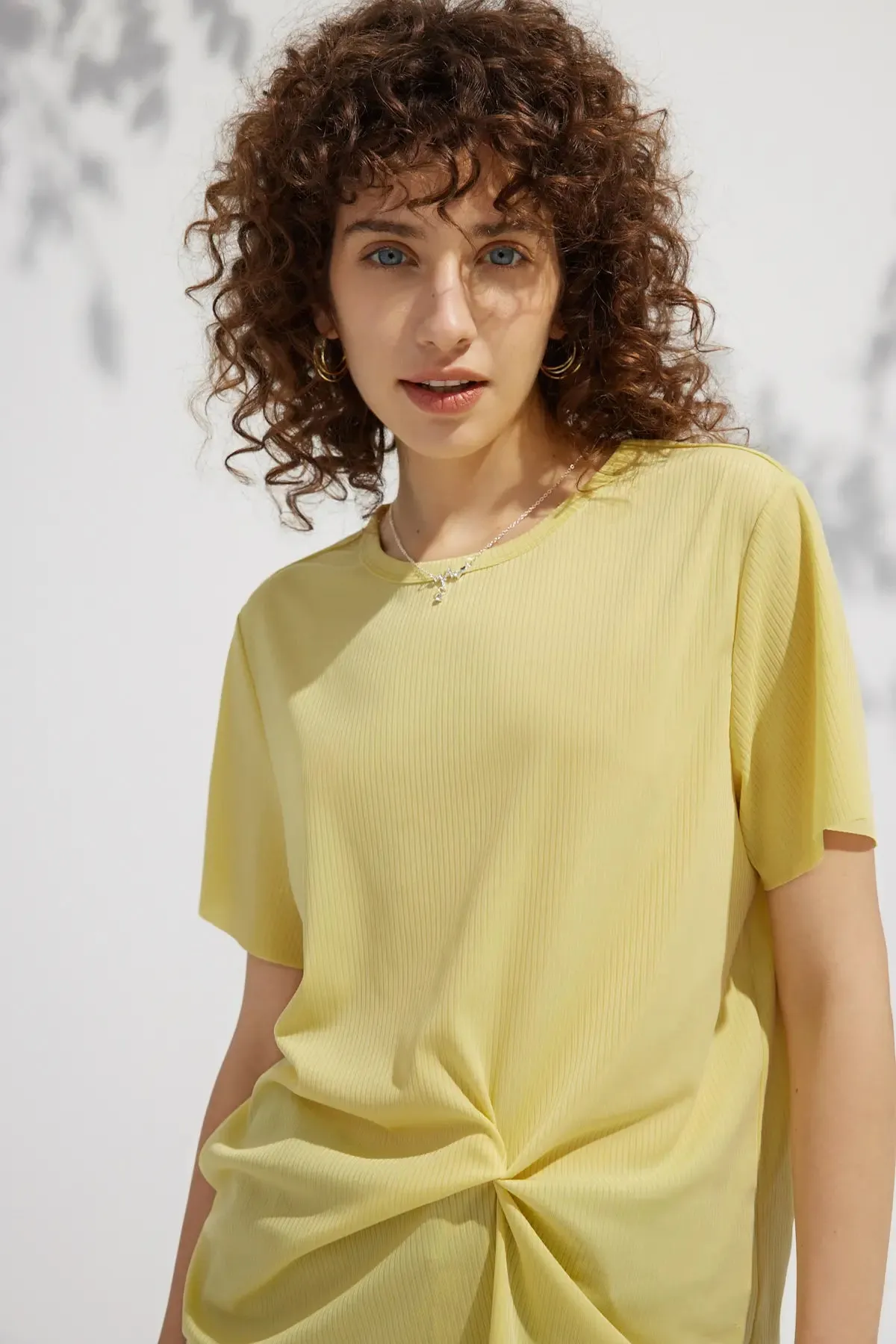 Twist Round Neck Short Sleeve T Shirt
