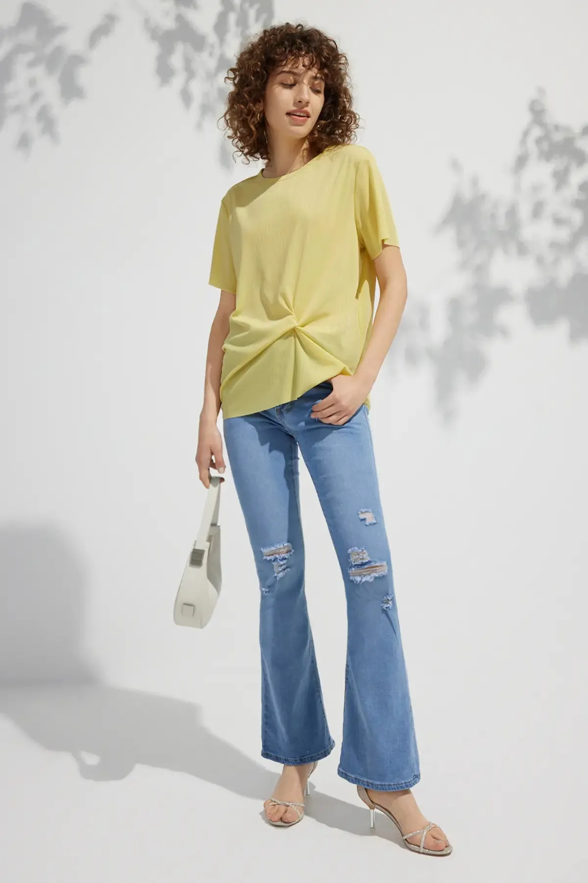 Twist Round Neck Short Sleeve T Shirt