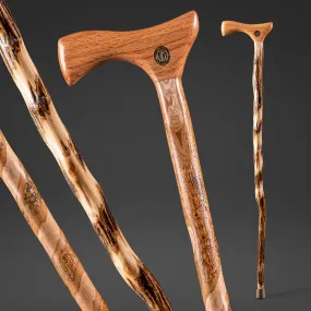Twisted Assorted Hardwood American Rustic Walking Cane 34"