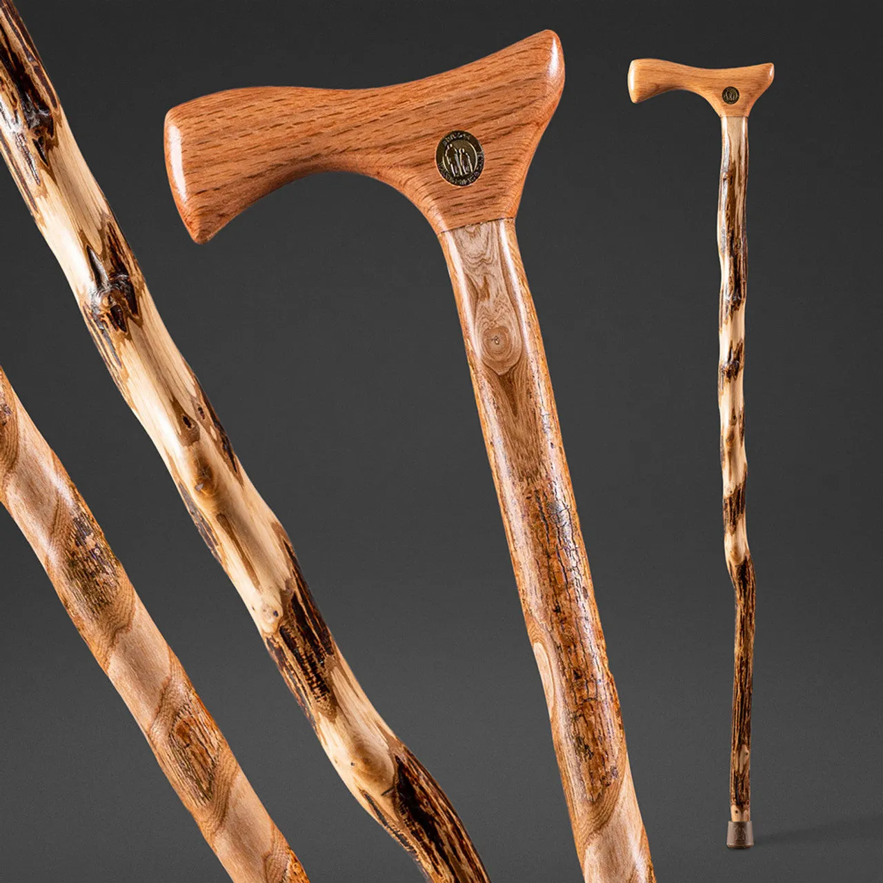 Twisted Assorted Hardwood American Rustic Walking Cane 34"