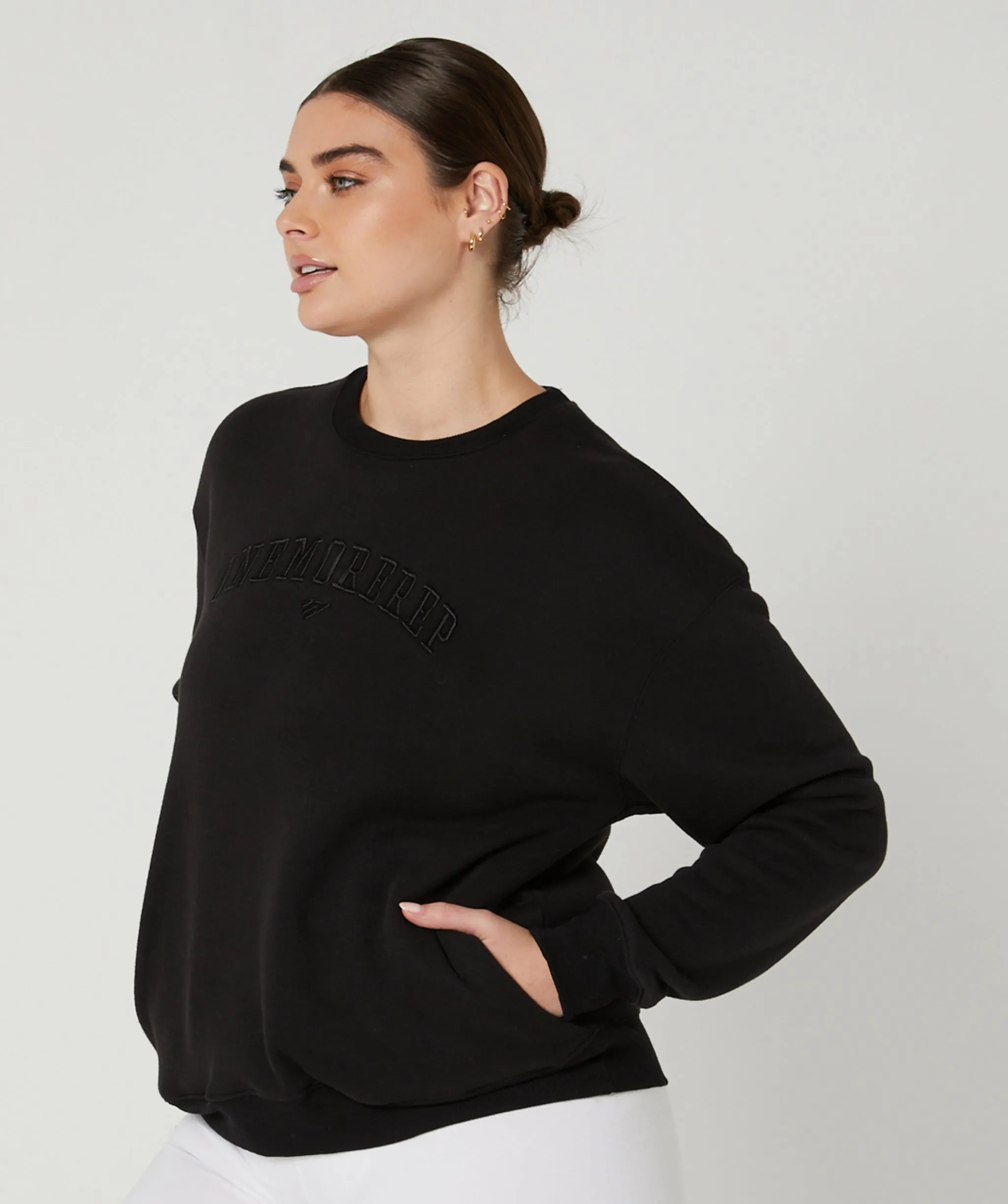 Varsity Crewneck Jumper (Black) by OneMoreRep