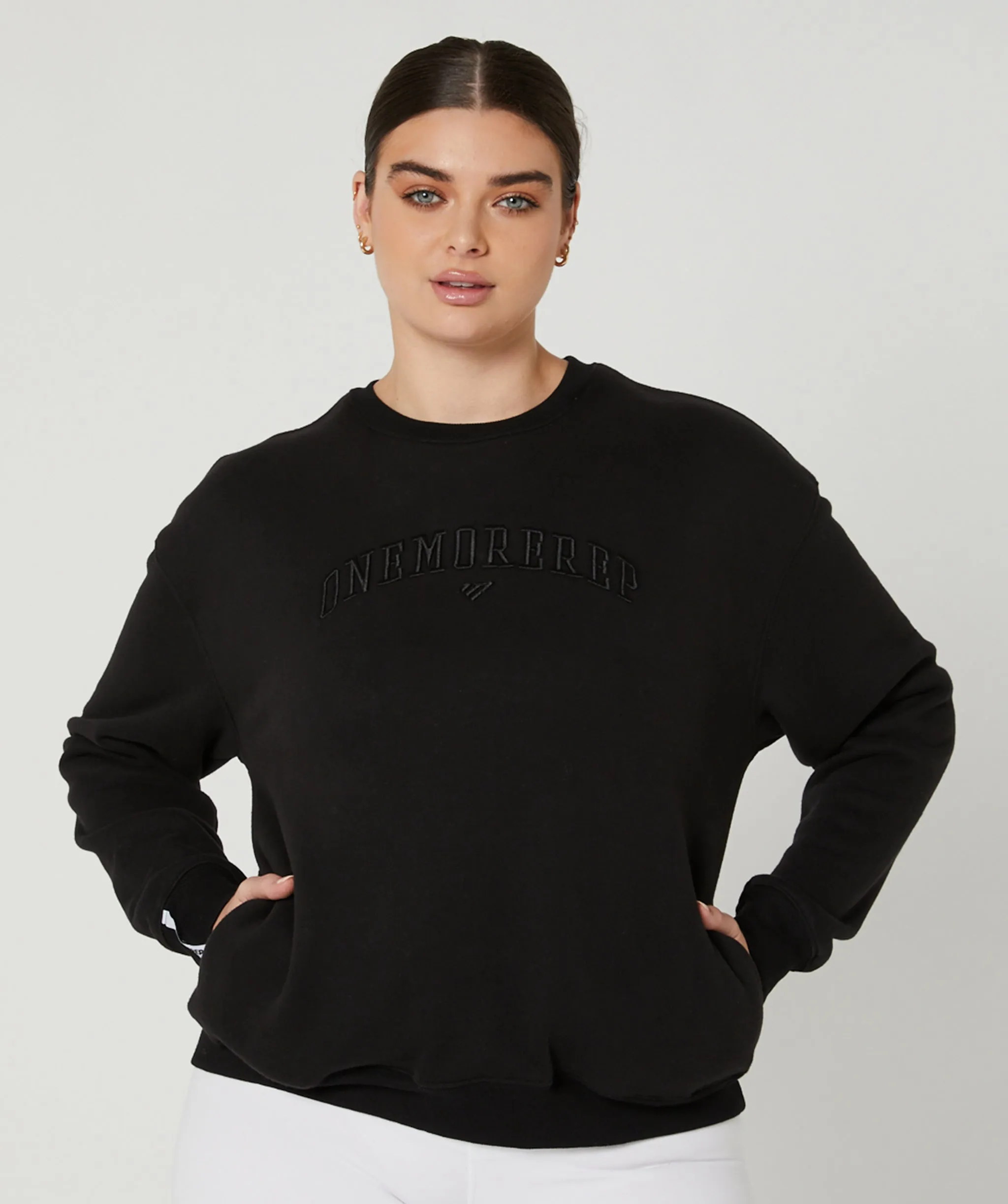 Varsity Crewneck Jumper (Black) by OneMoreRep